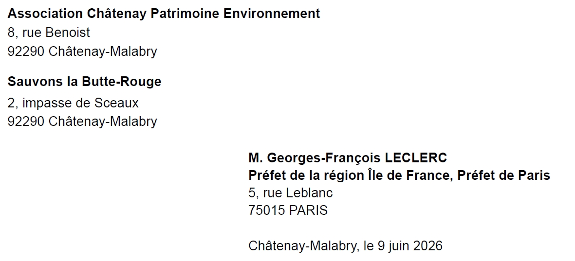 Lire la suite à propos de l’article Lettre au Préfet de région : nous demandons l&rsquo;intervention de l&rsquo;État pour protéger la Butte Rouge