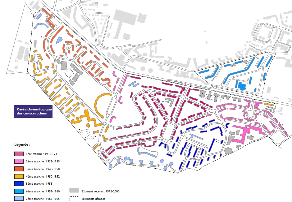 Plan chronologique des différentes tranches de construction