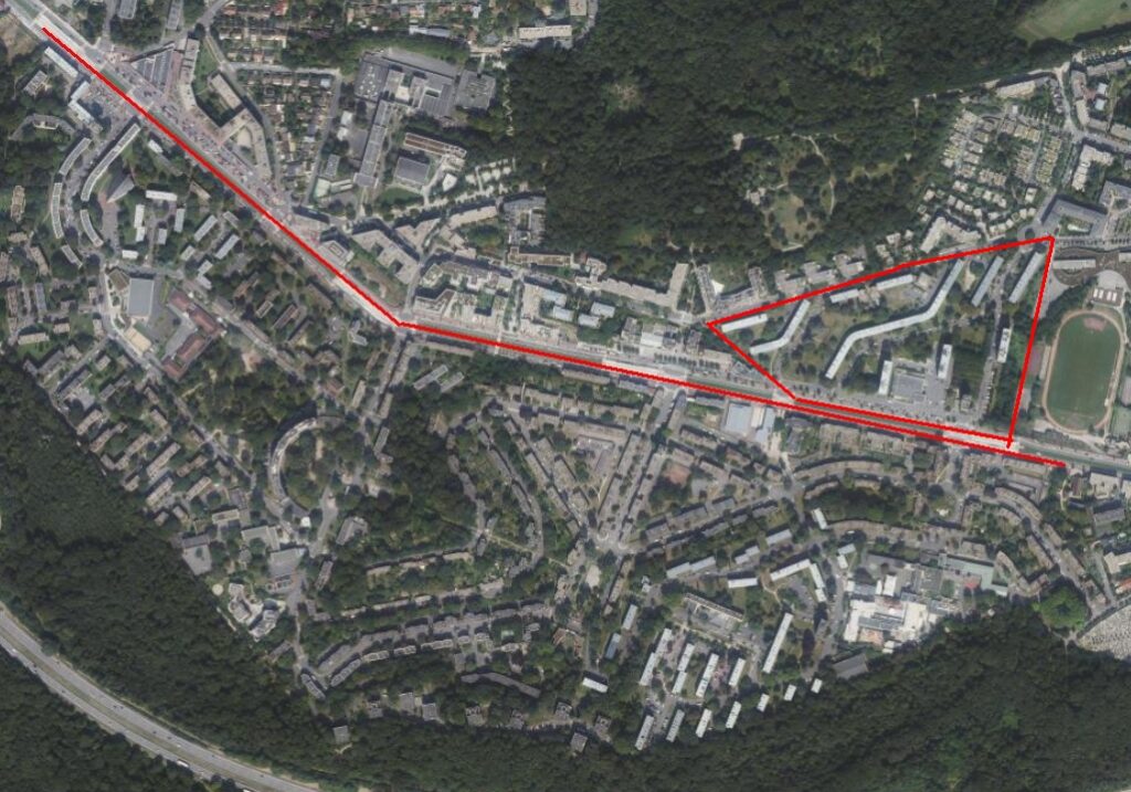 Vue aérienne de la Butte-Rouge, sourcer IGN 2024